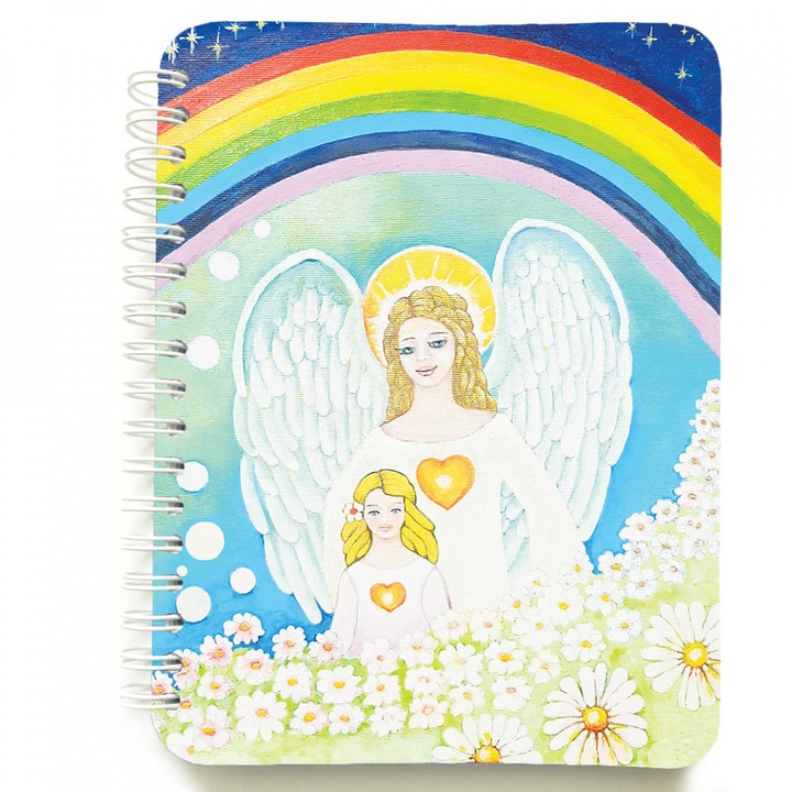 Carnet cu spira ingerul pazitor, 12 x 16 cm, 100 foi dictando cu inger, necartonat