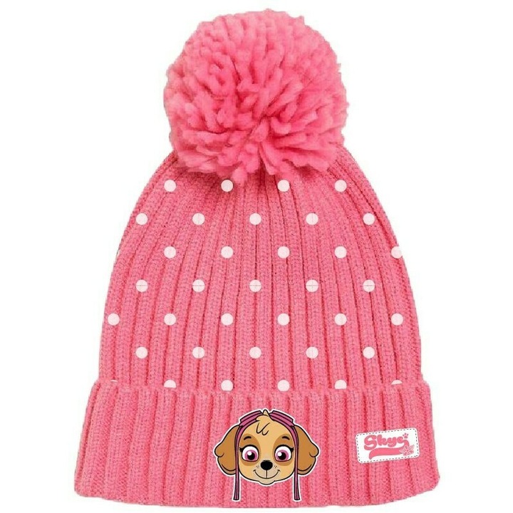 Caciula iarna, acril, Skye, cu perlute, corai