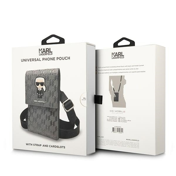 Geanta laptop Karl Lagerfeld, Ikonik Monogram, argintie, pentru MacBook, dimensiuni practice
