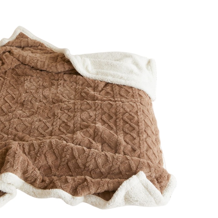 Одеяло Cocolino с плюшен гръб, двойно легло, JJN-4, кафяво, 200 x 230 см