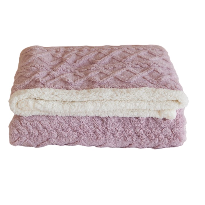 Одеяло Cocolino с плюшен гръб, двойно легло, JJN-9, светло лилаво, 200x230 см