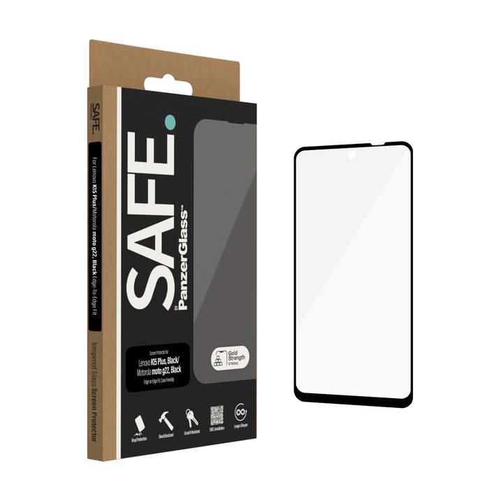 SAFE by PanzerGlass Lenovo K15 Plus készülékhez, Motorola moto g22 készülékhez, Motorola e32 készülékhez, Motorola e32s készülékhez kijelzővédő Edge-to-Edge fekete SAFE95110