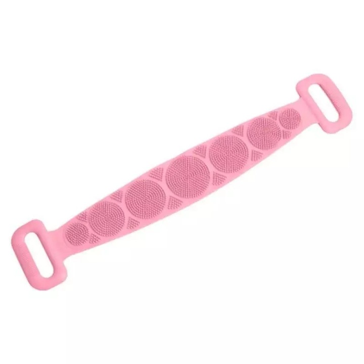 Banda SIKS pentru igiena corporala 2in1, masaj si exfoliere, silicon, Roz