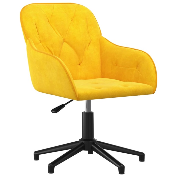 Въртящ се офис стол vidaXL, Жълт, Кадифе, 56 x 61,5 x 72 см