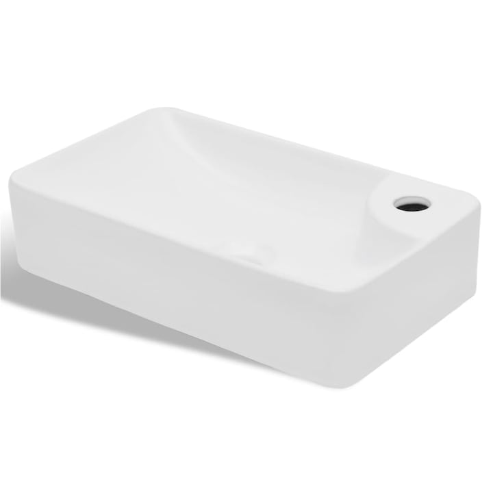 Chiuveta de baie din ceramica, cu orificiu pentru robinet, alb, Universal si Frumos, Greutate 7,8 - 241846