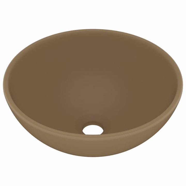 Chiuveta baie lux, crem mat, 32,5x14 cm, ceramica, rotund, Universal si Frumos, Greutate 4,4 - 936720