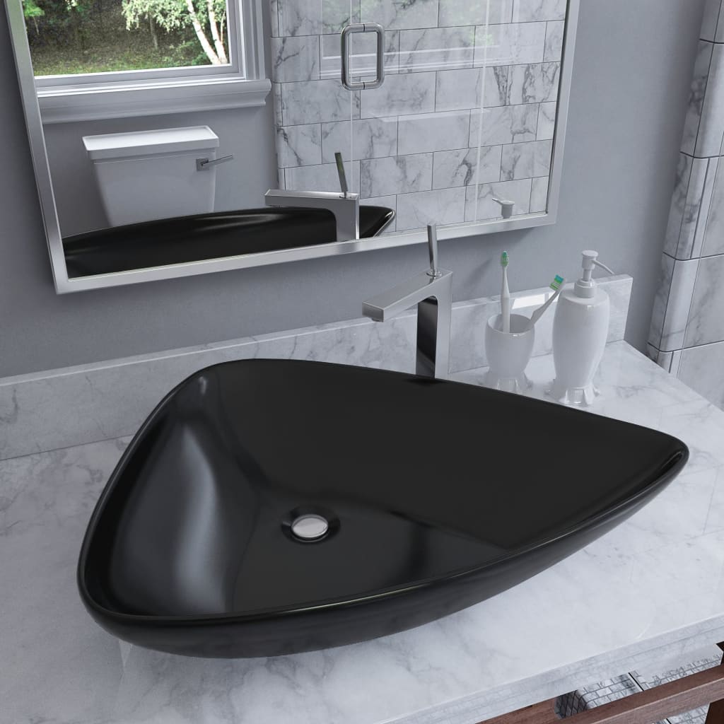 Chiuveta Modern din ceramica, negru, 645x455x115 mm, triunghi,10.52 Kg, Mobilier CHIC74694