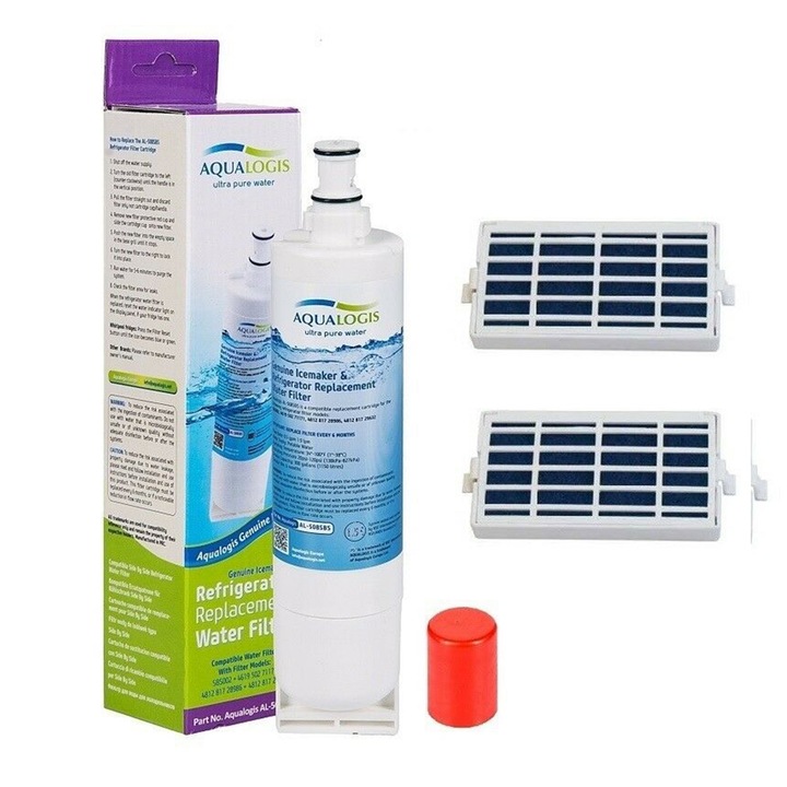 Set filtru de apa cu accesorii, Aqualogis, AL-508SBS, Pentru frigider Whirlpool