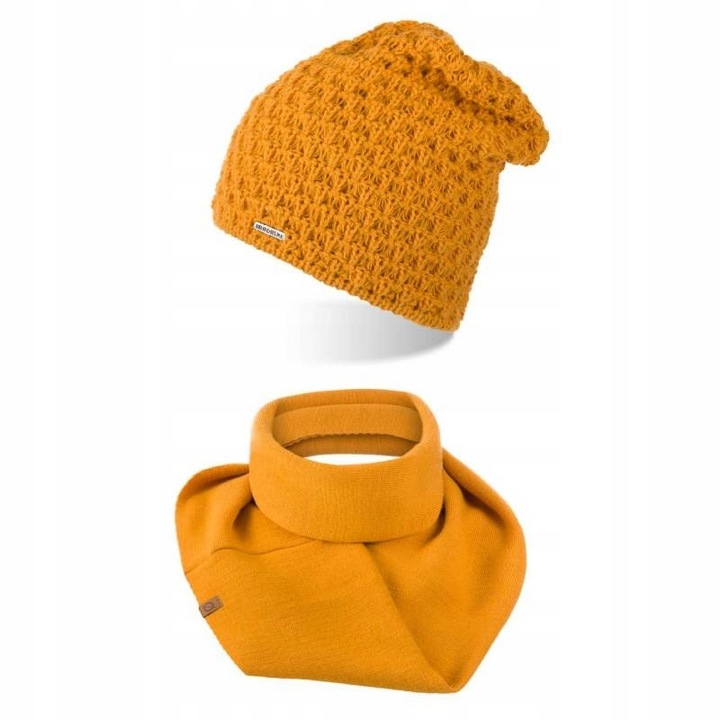 Set caciula si fular dama Brodrene, Acril, Galben