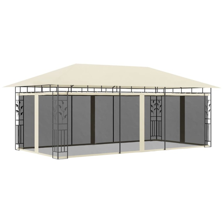 Pavilion cu plasa anti-tantari, vidaXL, Tesatura, 6 x 3 m, Crem