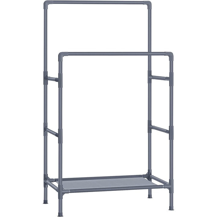 Suport pentru haine, SONGMICS, 83 x 45 x 157 cm, cu raft de depozitare, sarcina 55 kg, asamblare usoara, gri RDR001G02