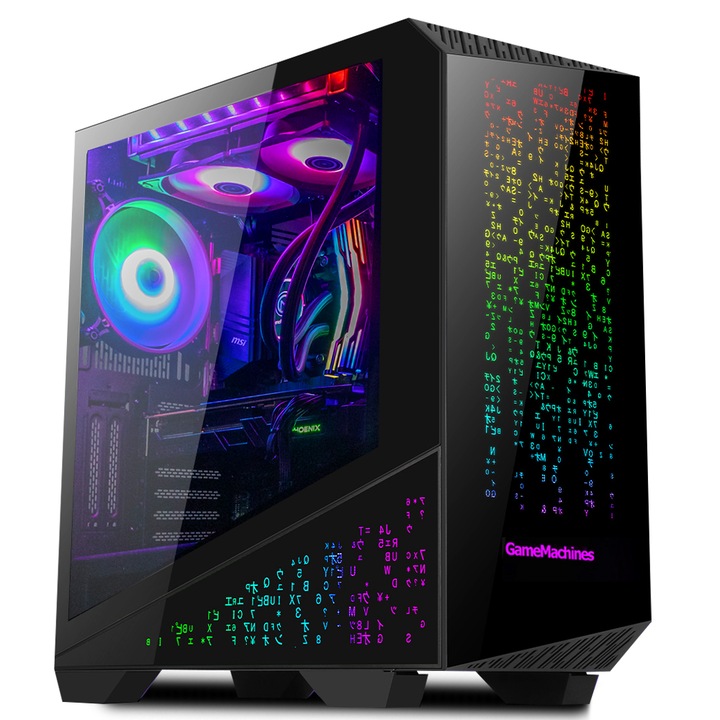 Sistem Desktop PC Gaming, GameMachines Cyber, Intel Core i7, Racire pe baza de apa, 12700F, NVIDIA GeForce RTX 3060 Ti, 2000GB M.2 SSD, 16GB DDR4, WiFi, Windows 11 Pro