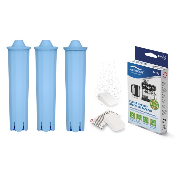 Aqualogis karbantartó készlet, 3x szűrők AL-Blue, 6x vízkőtelenítő tabletták