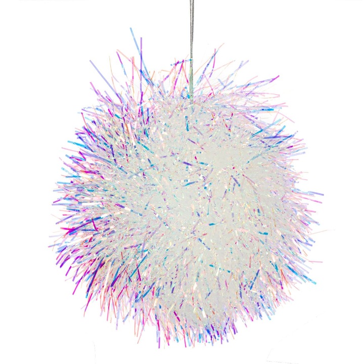Ornament Brad de Craciun Shopiens®, Glob din Blana Tinsel, 10 cm