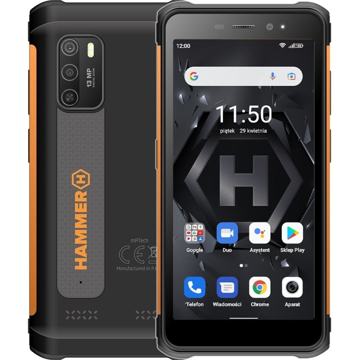 Смартфон myPhone Hammer Iron 4, 4GB, 32GB, Black/Orange с myPhone Hammer Watch Plus