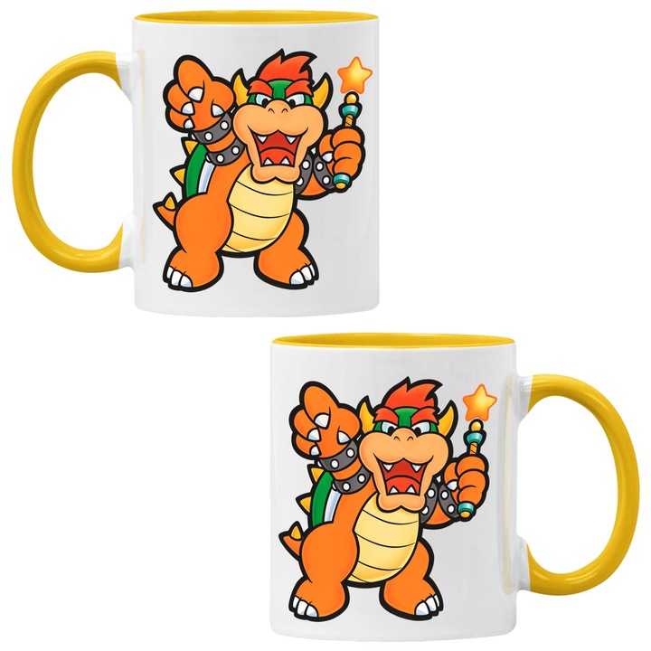 Керамична Чаша за кафе/чай Tralala Super Mario Bowser, Жълт, 330 мл
