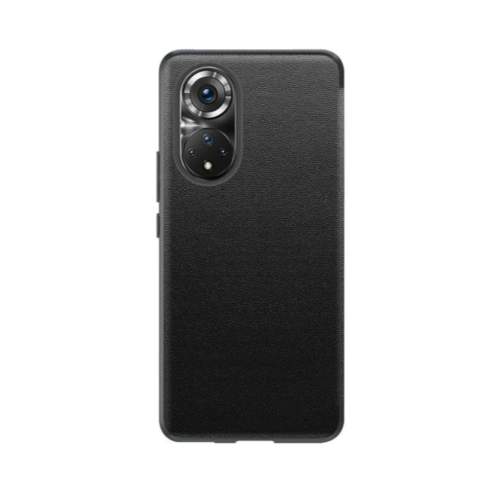 Husa Leather View, Compatibil cu Huawei Honor X7 Functie de Stand, S-View, Piele ecologica si PC, Negru