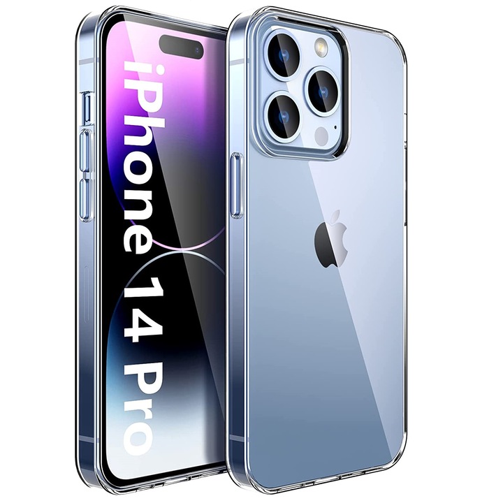 Husa silicon transparenta, compatibila iPhone 14 Pro, ultra slim, NiDa Store