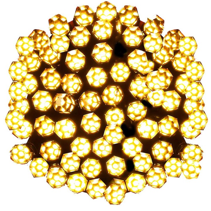 Instalatie Craciun LED DIAMANT, Joyful Box, 100 LED-uri, Interconectabila, Galben, 10m