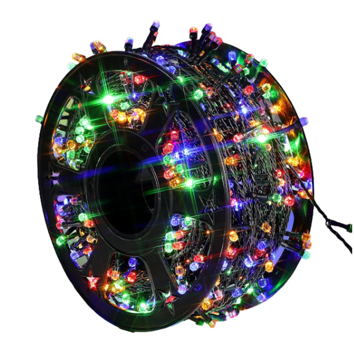 Többszínű karácsonyi installáció tekercs típus, lineáris, 30 m, 500 LED 6025RB / hosszú füzér, kültéri-beltéri használatra