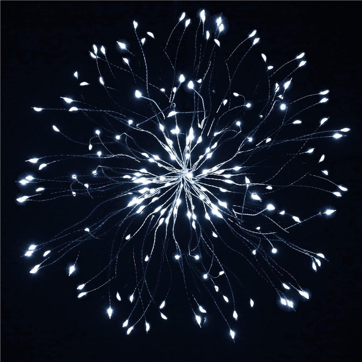 Instalatie lumina decorativa STAR cu 100 LED-uri, diametru 40cm, telecomanda, iluminare alba