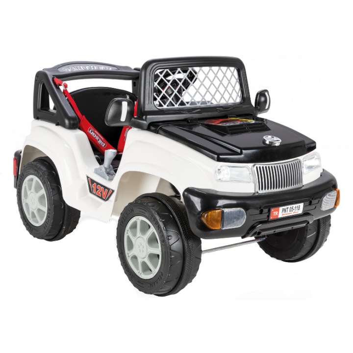 Masinuta electrica Pilsan 12V Panther cu telecomanda Alb/Negru