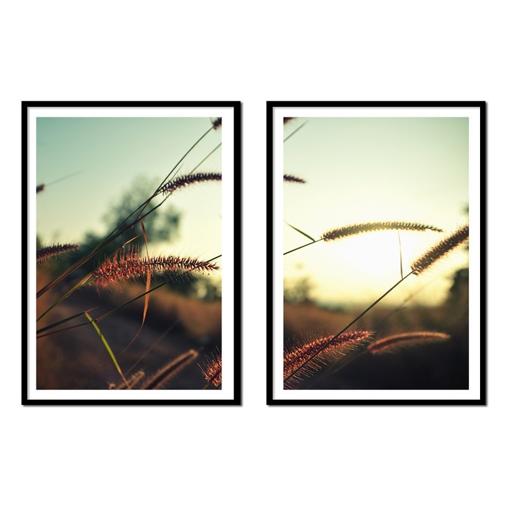 Set poster decorativ cu rama, PoStar, MDF, Multicolor, 2 buc