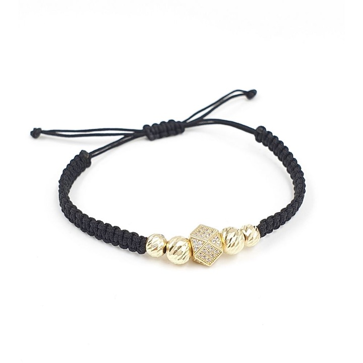 Гривна с шнур, Персонализиран модел с 14K златни камъни и мъниста