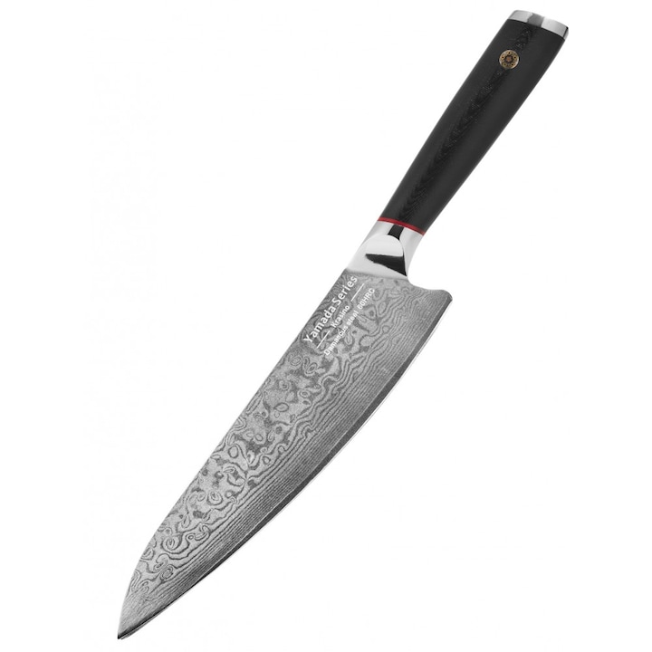 Cutitul bucatarului Yamada, otel damasc, HRC 60, 20 cm
