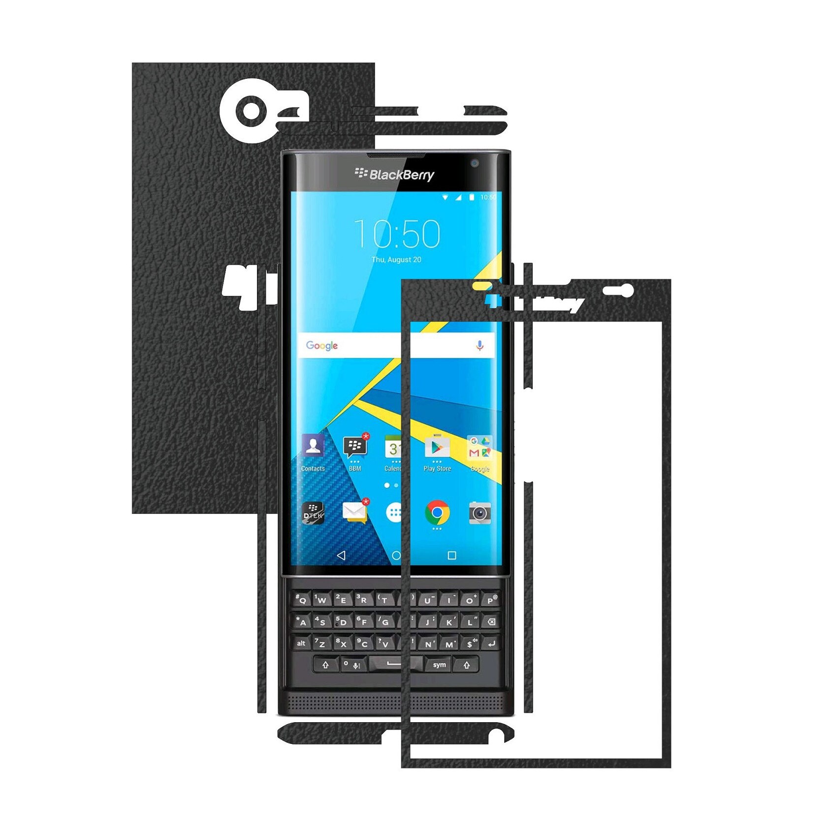 Folie de protectie Full Body Carbon Skinz, Acoperire Totala, Piele Neagra pentru BlackBerry Priv