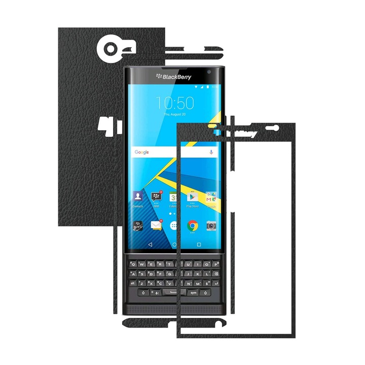 Защитно фолио Carbon Skinz за цялото тяло, пълно покритие, черна кожа за BlackBerry Priv