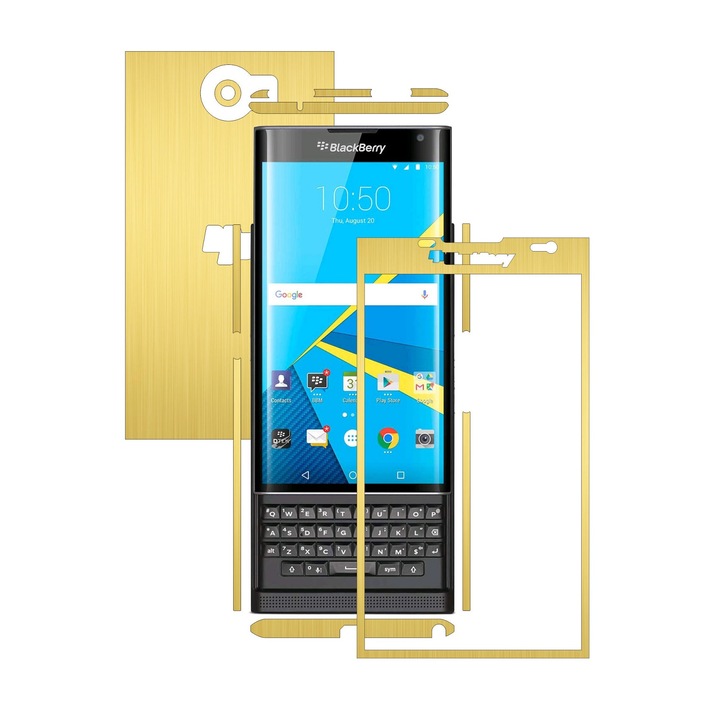 Защитно фолио Full Body Carbon Skinz, Total Coverage, Brushed Gold за BlackBerry Priv