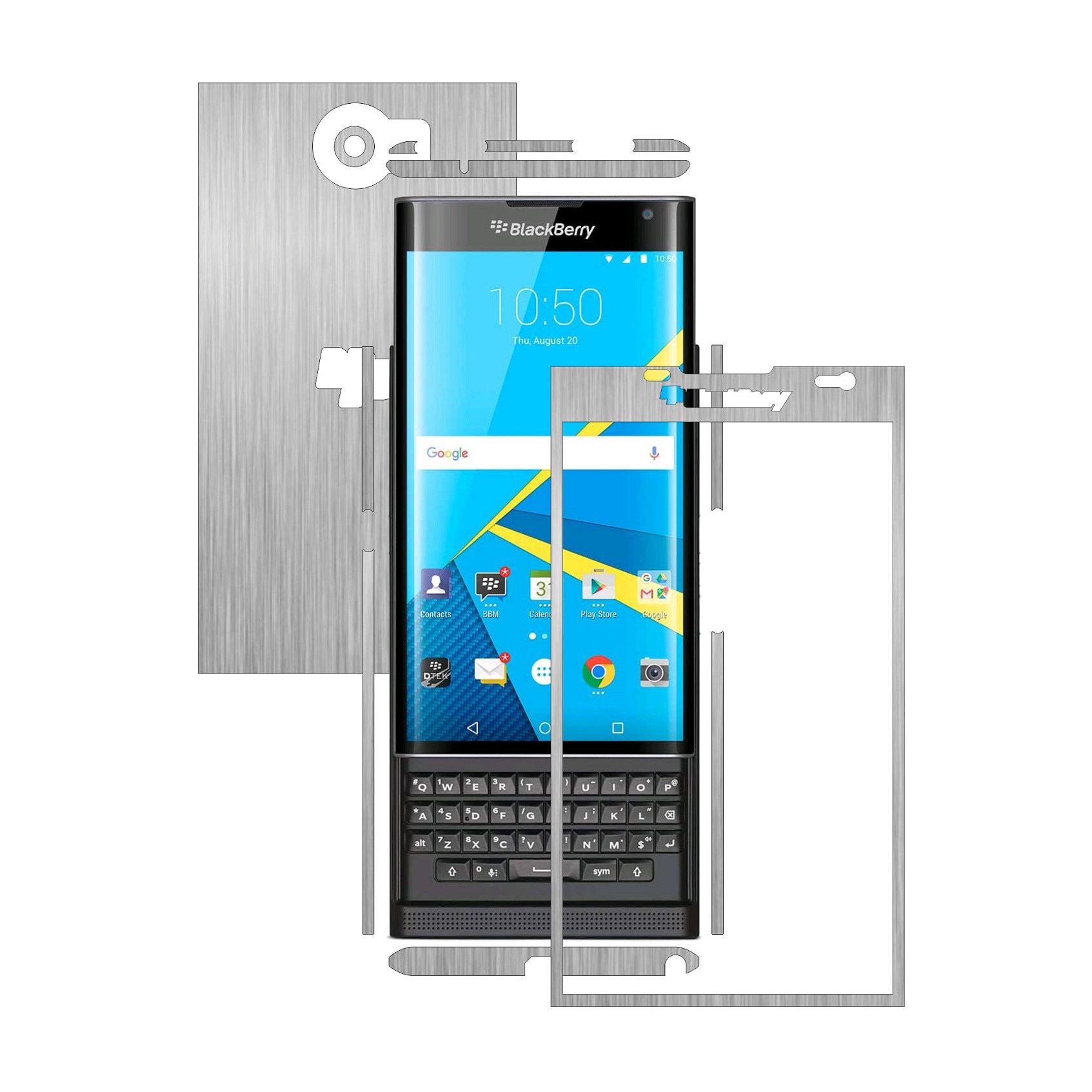 Folie de protectie Full Body Carbon Skinz, Acoperire Totala, Brushed Argintiu pentru BlackBerry Priv