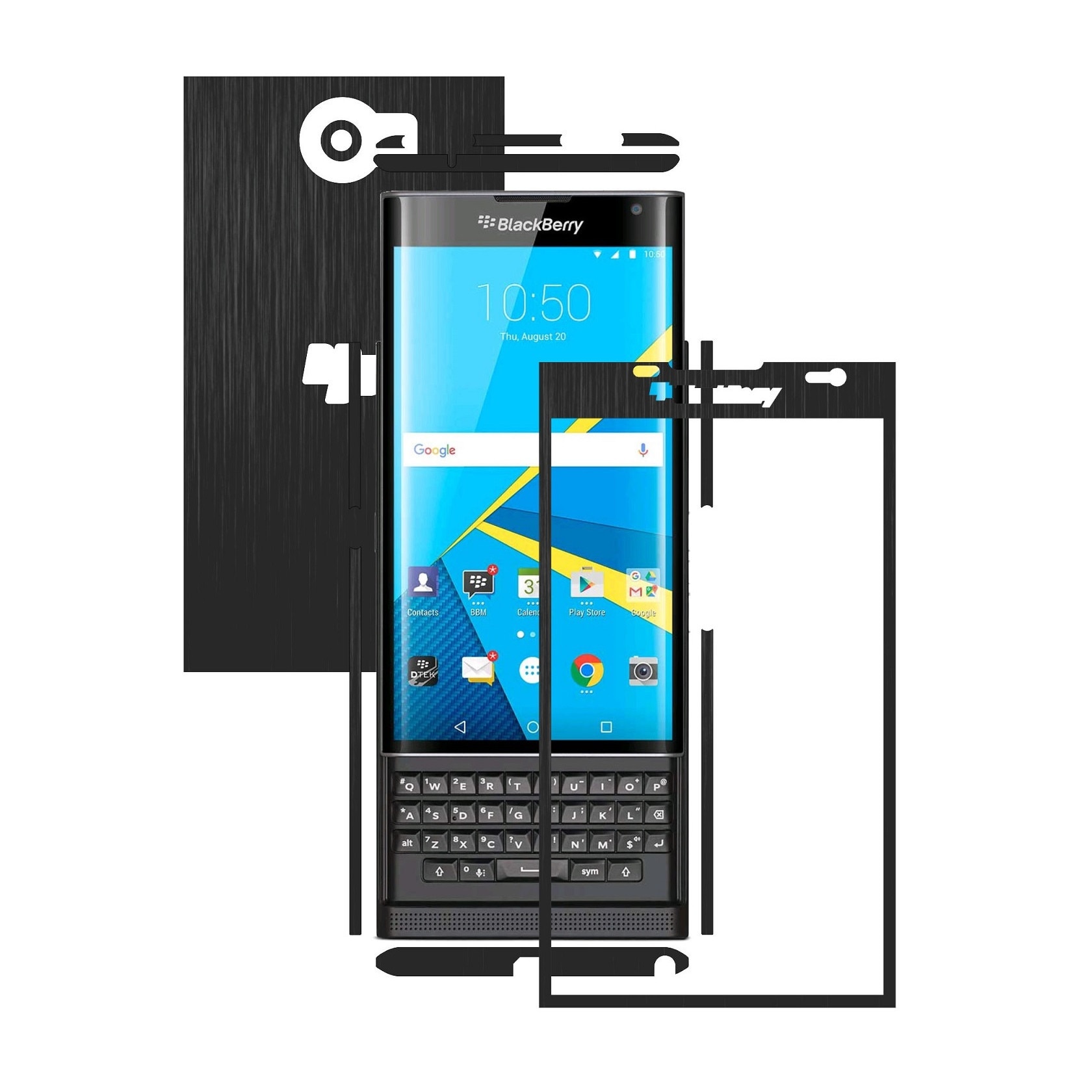 Folie de protectie Full Body Carbon Skinz, Acoperire Totala, Brushed Negru pentru BlackBerry Priv