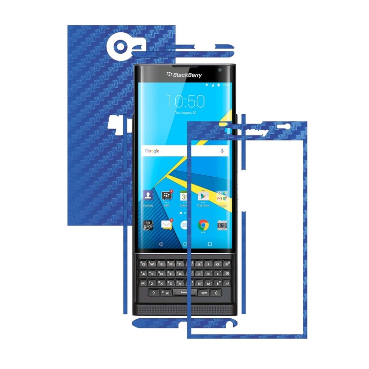 Защитно фолио Full Body Carbon Skinz, Total Coverage, Blue Carbon за BlackBerry Priv