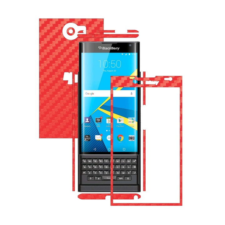 Защитно фолио Full Body Carbon Skinz, Total Coverage, Red Carbon за BlackBerry Priv