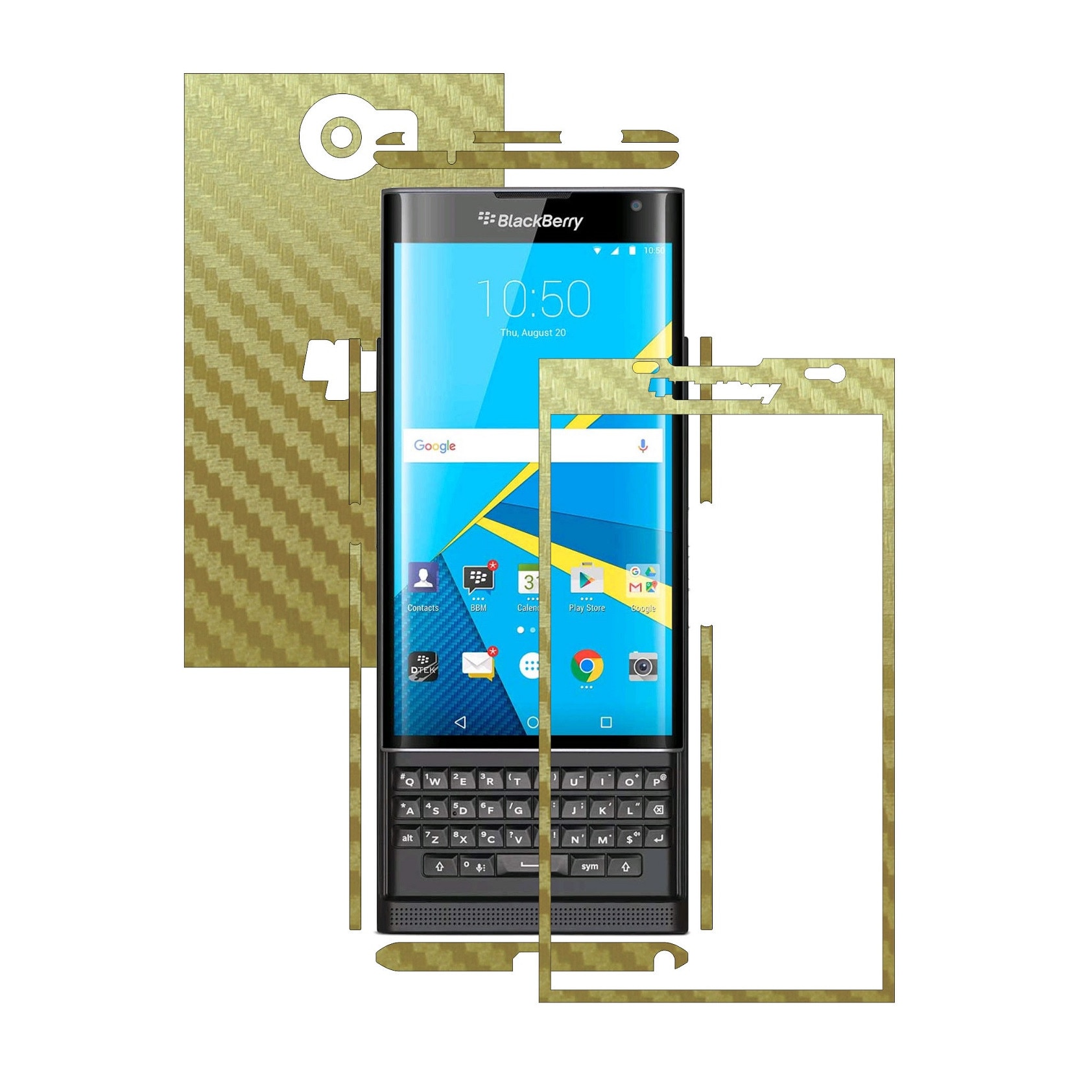 Folie de protectie Full Body Carbon Skinz, Acoperire Totala, Carbon Auriu pentru BlackBerry Priv