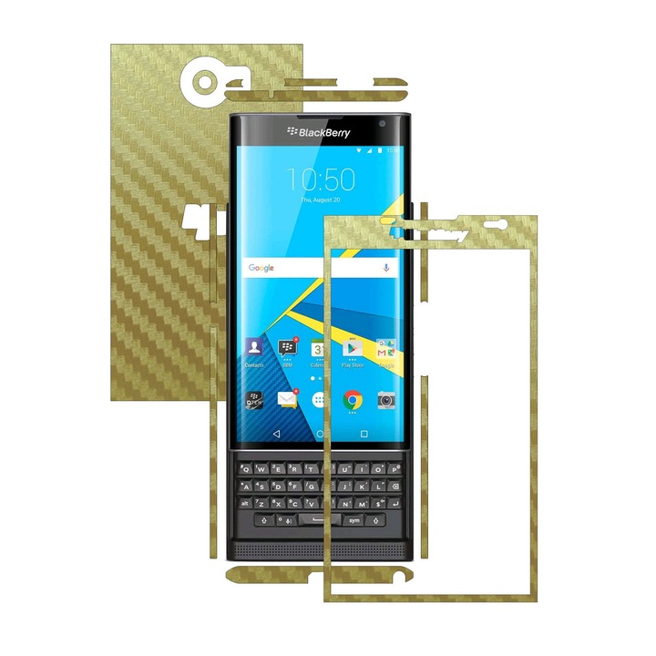 Защитно фолио Full Body Carbon Skinz, Total Coverage, Carbon Gold за BlackBerry Priv