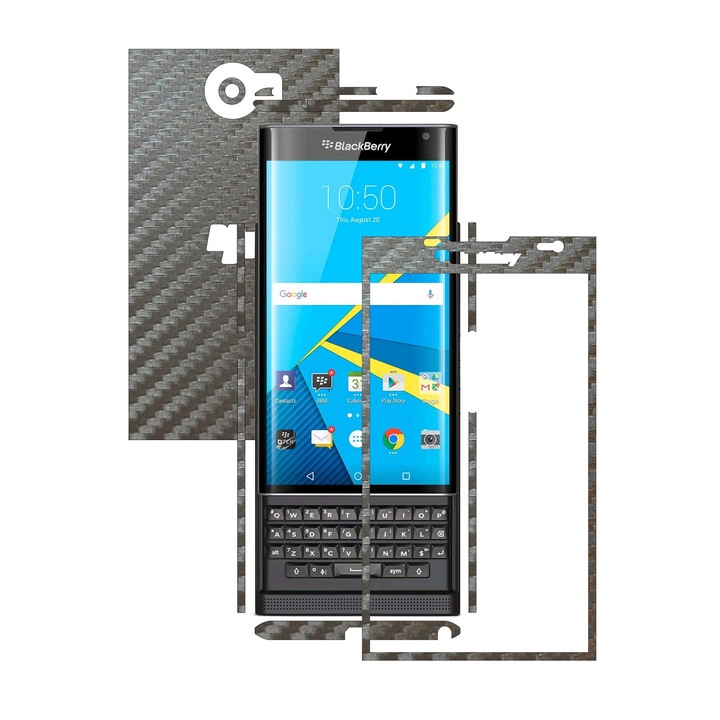 Защитно фолио Full Body Carbon Skinz, Total Coverage, Carbon Grey Silver за BlackBerry Priv