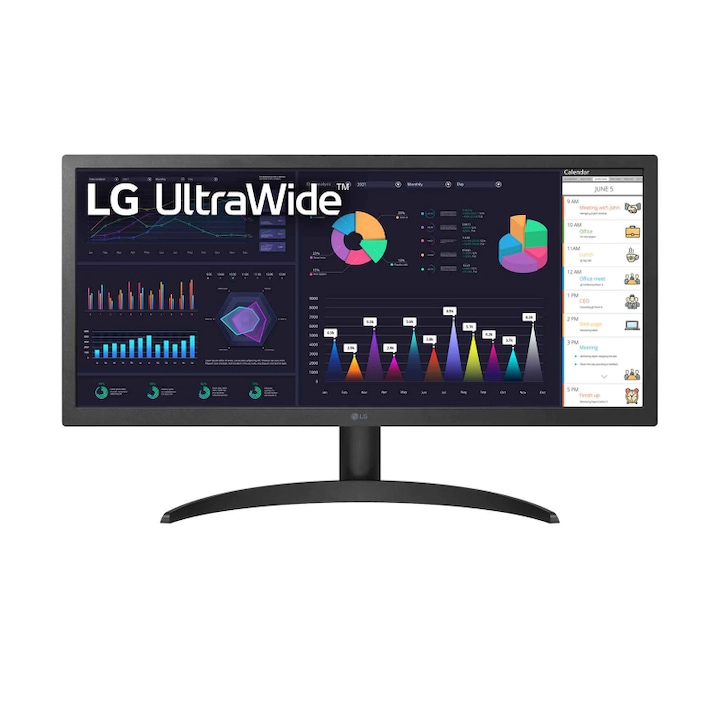 LG 26WQ500-B Monitor 26", IPS, 21:9, 2560x1080, 5ms, 250cd, HDMIx2, HDR10, FreeSync, fekete