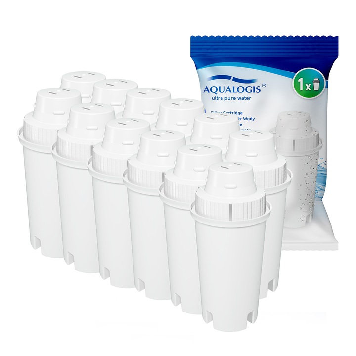 Set 12 filtre pentru apa, Aqualogis, UniX, Compatibil cu Aqualogis/Brita/Wessper, 150 L