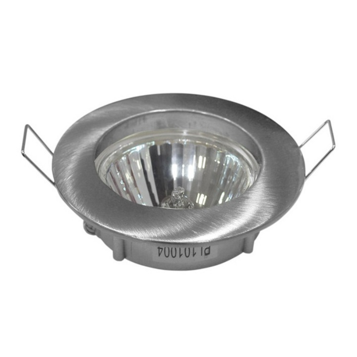 Комплект 2 прожектора, Adeleq, Метална рамка, Вградени, 12V, 50W, Неръждаема стомана, Сребро