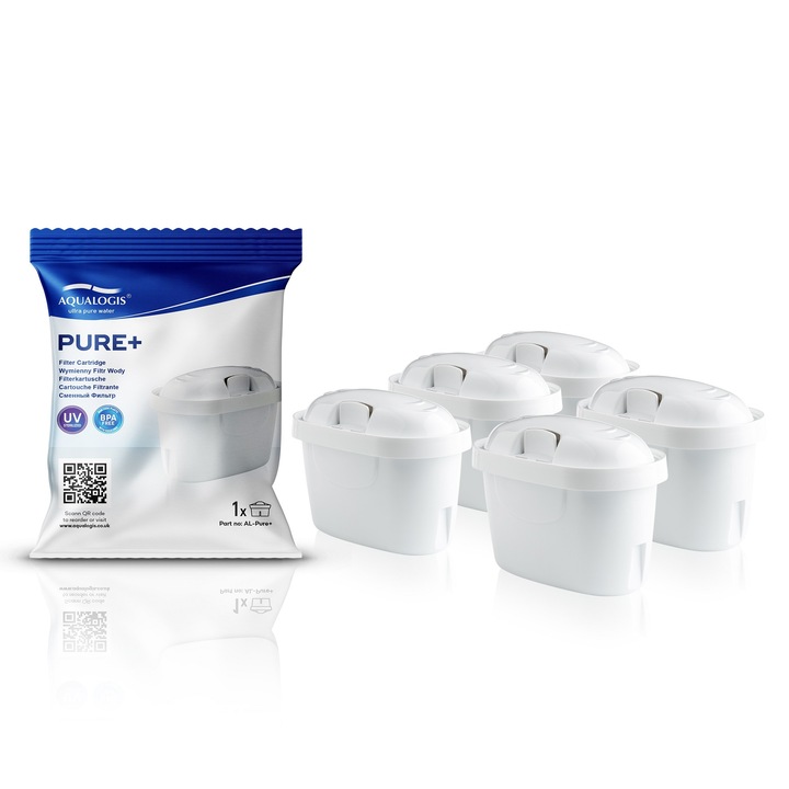 Aqualogis Pure+ vízszűrő készlet, 5 db, Kompatibilis az Aqualogis/Brita/Wessper/Laica készülékekkel, 200L