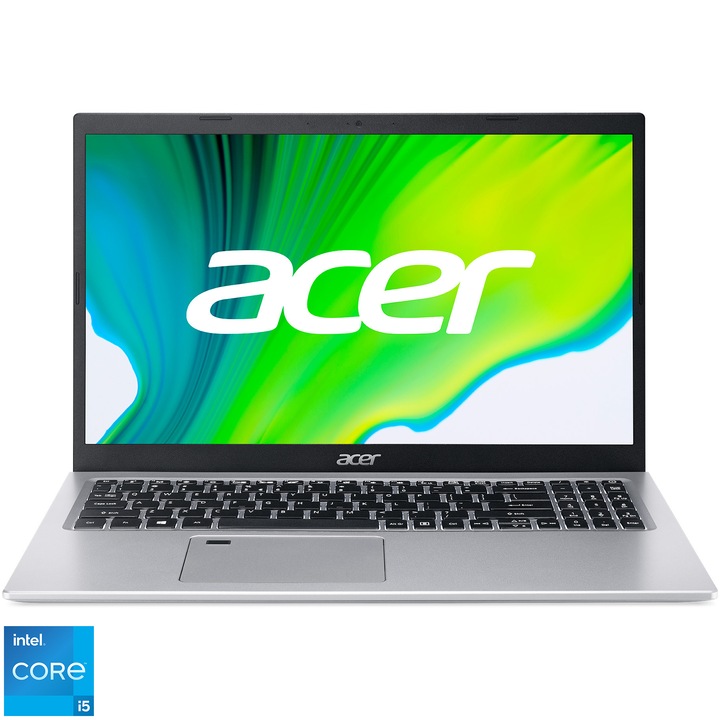 Acer Aspire 5 A515-56G laptop Intel® Core™ i5-1135G7 processzorral 4,20 GHz-ig, 15,6 hüvelykes, Full HD, IPS, 8 GB DDR4, 512 GB SSD, NVIDIA® GeForce MX450 2 GB, operációs rendszer nélkül, Pure Silver