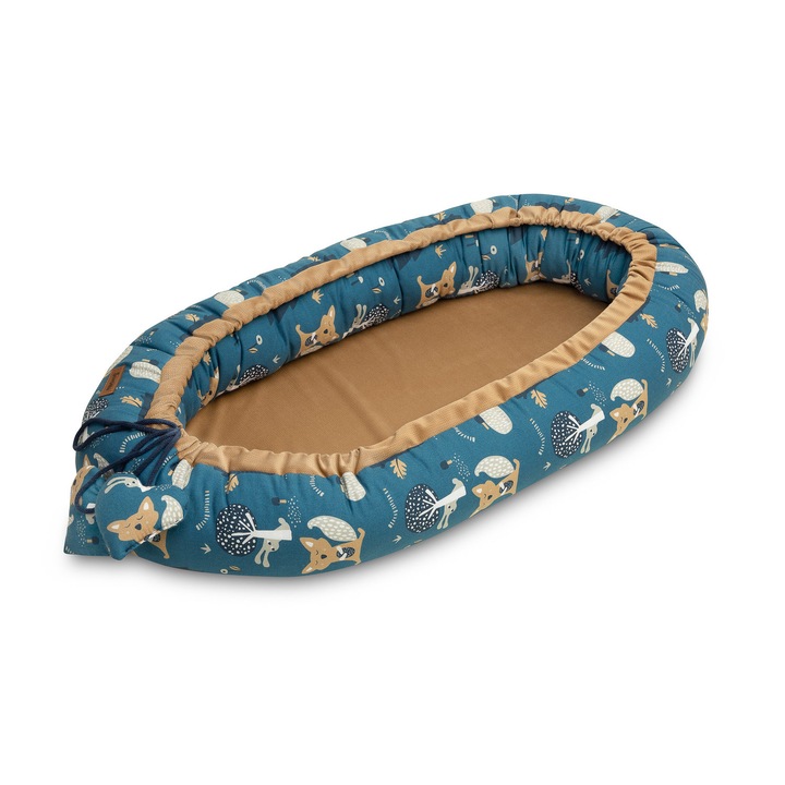 SENSILLO Patut de calatorie din catifea pentru nou-nascuti 80x45 Ursuleti de plus Caramel
