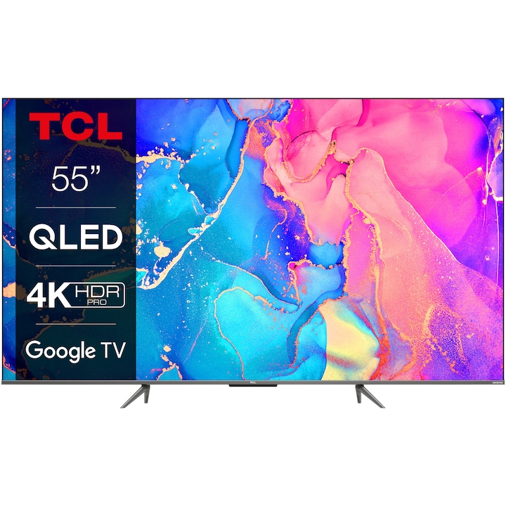 Телевизор TCL QLED 55C635, 55" (139 см), Smart Google TV, 4K Ultra HD, Клас F