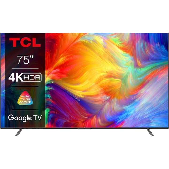Televizor TCL LED 75P735, 191 cm, Smart Google TV, 4K Ultra HD, Clasa F