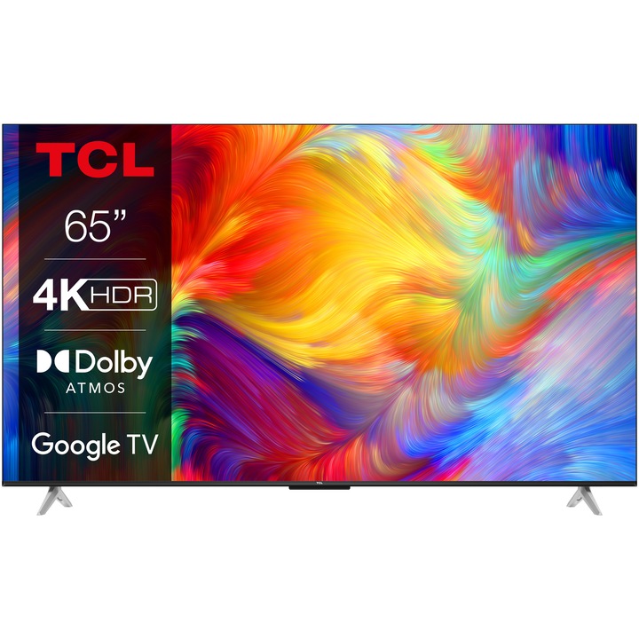 Televizor TCL LED 65P638, 164 cm, Smart Google TV, 4K Ultra HD, Clasa