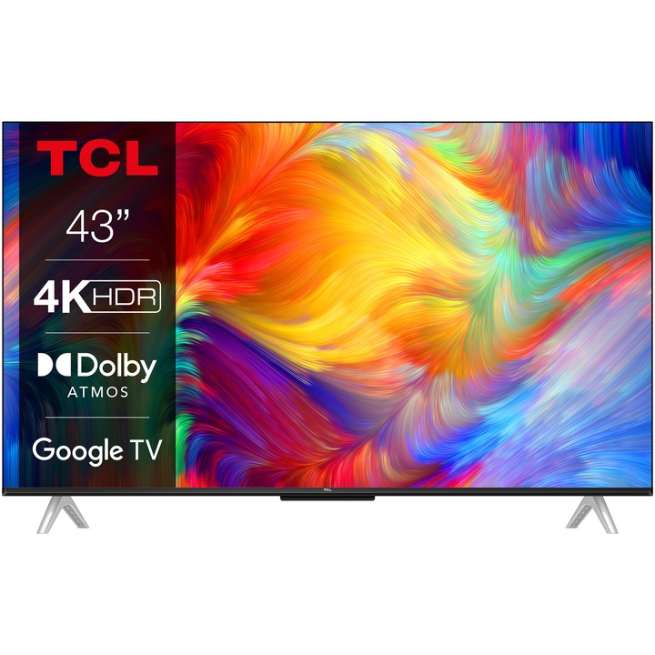Televizor TCL LED 43P638, 108 cm, Smart Google TV, 4K Ultra HD, Clasa