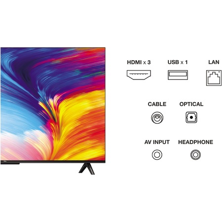 Телевизор TCL LED 43P635, 43" (108 см), Smart Google TV, 4K Ultra HD, Клас F